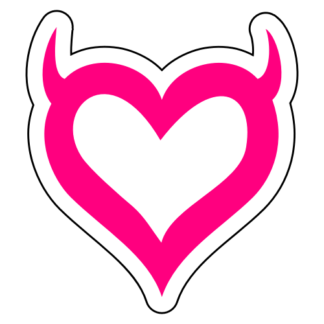 Heart With Horns Sticker (Hot Pink)
